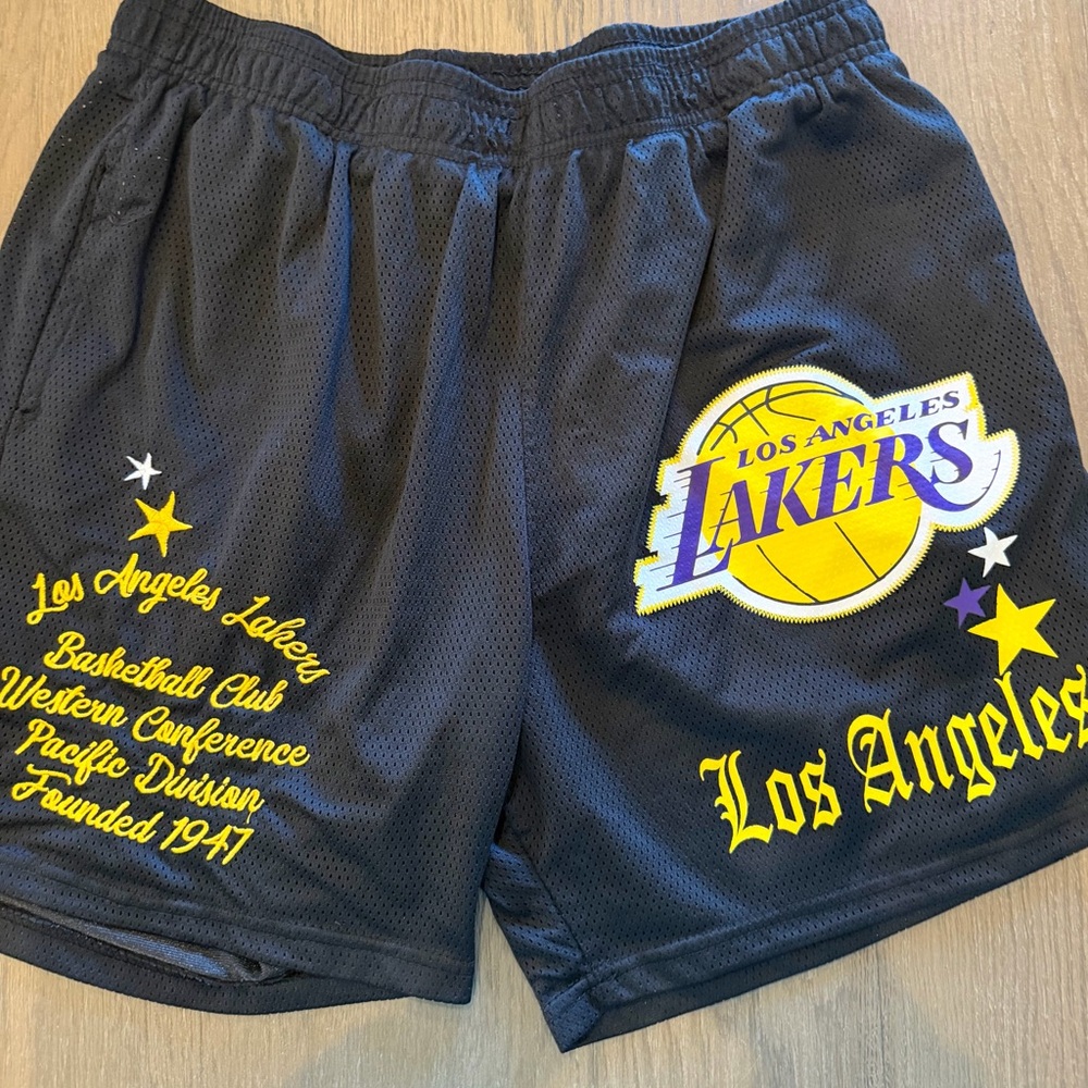 NBA Los Angeles Lakers Black and Yellow Athletic Shorts